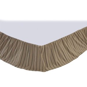 lot 1155 image: VHC Brands Sawyer Mill Stripe Cotton Bed Skirt Twin Dark Creme White