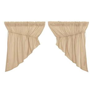lot 1156 image: VHC Brands Burlap Vintage Cotton Curtain Prairie Swag Set Tan (2 Panels)