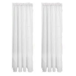 lot 1158 image: JINCHAN Semi Sheer Layered Casual Weave Window Curtains 54 x 84 Inch with Grommet Top for Bedroom, Dining, Kitchen, or Bathroom, White (2 Panels)