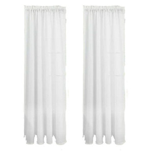 lot 1159 image: JINCHAN Semi Sheer Layered Casual Weave Window Curtains 54 x 84 Inch with Grommet Top for Bedroom, Dining, Kitchen, or Bathroom, White (2 Panels)