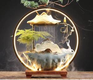 lot 37 image: Zen Garden Buddha Burner Lamp, Waterfall Fountain, Indoor Fountain