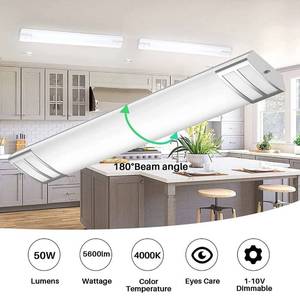 lot 54 image: FaithSail Dimmable 4FT LED Flush Mount Kitchen Light Fixtures, 50W 5600lm, 1-10V Dimmable, 4000K, 4 Foot LED Kitchen Lighting Fixtures Ceiling for Kitchen, Craft Room, Laundry, Fluorescent Replacement