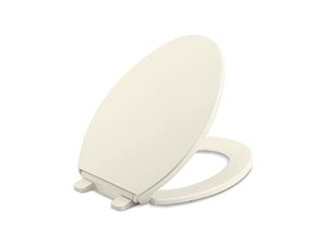 lot 59 image: KOHLER K-4774-96 Brevia Elongated Toilet Seat with Quick-Release Hinges and Quick-Attach Hardware for Easy Clean in Biscuit