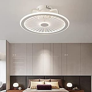 lot 76 image: CHANFOK Low Profile Ceiling Fan with Lights, Modern Indoor Flush Mount Ceiling Fan with Remote Control LED Dimming Multi-Speed Invisible Blades Timing 19 (White) (B095Y84KDS)
