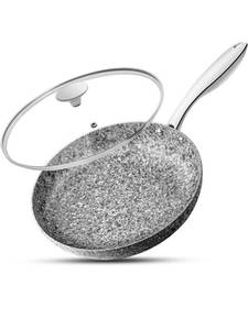 lot 86 image: Frying Pan With Lid, Nonstick 10 Inch Frying Pan with Non toxic Stone-Derived Coating, Granite Frying Pan, Nonstick Frying Pans with Lid, Stone Skillets with Lid 10 Inch