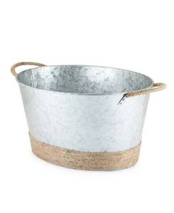 lot 95 image: Twine Seaside Jute Rope Wrapped Galvanized Tub