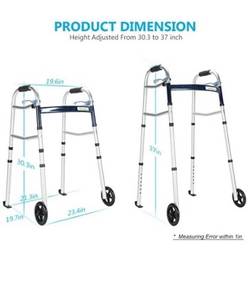 lot 96 image: OasisSpace Compact Folding Walker, with Trigger Release and 5 Inches Wheels for The Seniors Accessories Included Narrow Lightweight Supports up to 350 lb