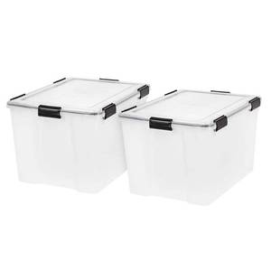 lot 98 image: IRIS USA 74 Quart Weathertight Plastic Storage Bin Tote Organizing Container with Durable Lid and Seal and Secure Latching Buckles, 2 Pack