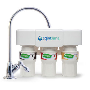 lot 102 image: Aquasana 3-Stage Under Sink Water Filter System - Kitchen Counter Claryum Filtration - Filters 99% Of Chloramine - Chrome - AQ-5300