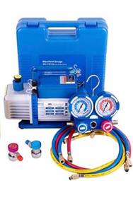 lot 105 image: VIVOHOME 110V 14 HP 3.5 CFM Single Stage Rotary Vane Air Vacuum Pump and R134a AC Manifold Gauge Set Kit for HVAC Air Conditioning Refrigeration Recharging ETL Listed