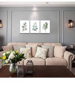 lot 127 image: Green Leaf inspirational canvas Wall Art for Bedroom modern Canvas Prints Artwork Bathroom Wall D�cor for Living Room Office Abstract Watercolor paintings 3 Piece Home Decoration kitchen wall painting