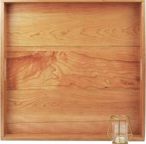lot 134 image: MAGIGO 22 x 22 Inches Large Square Cherry Wood Ottoman Tray with Handles, Serve Tea, Coffee or Breakfast in Bed, Classic Wooden Decorative Serving Tray