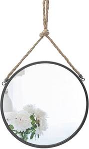 lot 135 image: FUIN 20 Round Metal Wall Mirror with Circle Circular Frame Decorative Hanging Rope for Bathroom Vanity Entryway