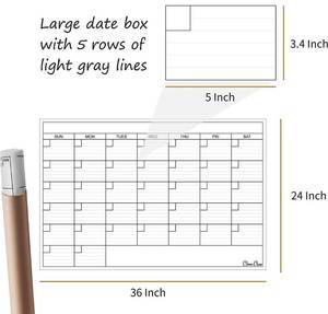 lot 138 image: Large Dry Erase Wall Calendar - 24x 36 Undated Monthly Planner for Home, Office, Classroom - Reusable Laminated Task Organizer