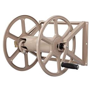 lot 148 image: Liberty Garden 709 Steel WallFloor Mounted Hose Reel, Holds 200-Feet of 58-Inch Hose - Tan