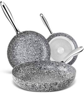 lot 152 image: MICHELANGELO Stone Frying Pans Set 89.511 inch , Nonstick Frying Pans with 100% APEO & PFOA-Free Stone Non Stick Coating, Granite Skillet Set, Nonstick Skillets 3 Pcs