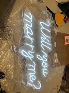 lot 153 image: Will You Marry Me Neon Sign with Lights for Proposal Wedding Decorations, 25.2 inches Large marry me sign for Engagement, Romantic Neon Sign Wall Art for Wife, Warm White