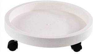 lot 155 image: Home-X Medium Plant Caddy with Wheels and Sturdy Rim to Keep Potted Plants Secure, Rolling Planter Tray for Indoor and Outdoor Use, 13 D x 3 H, White