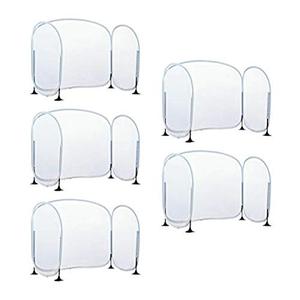 lot 165 image: Excellerations Sneeze Guard Desk Shield 5 Pk, Plastic Divider Screen for Desk, Table or Counter - Fold-Up Portable Barrier, Classroom or Office Shield (27.5W x 13.75D x 19.68H)