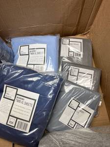 lot 177 image: Dorm room special , towel sets, bed sheets and blankets. see pictures below for all the details.