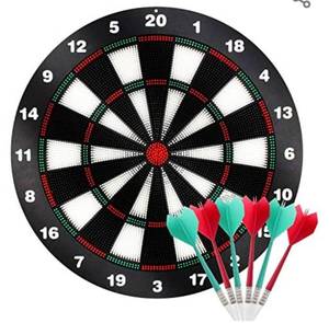 lot 186 image: Kyerivs Safety Dart Board Set with Soft Tip Darts for Kid Board Games and Leisure Sport for Office 16.5 Inch
