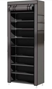 lot 234 image: Udear 9 Tier Shoe Rack With Dustproof Cover Shoe Shelf Storage Organizer Grey