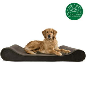 lot 235 image: FurHaven Pet Dog Bed  Orthopedic Microvelvet Luxe Lounger Pet Bed for Dogs & Cats Espresso Jumbo