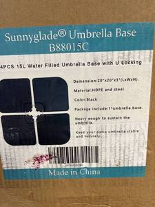 lot 245 image: Sunnyglade 4pcs 176lb Square Shaped Water Or Sand Filled Umbrella Base Offset U