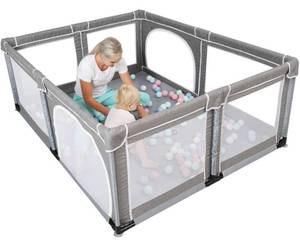 lot 252 image: YOBEST Baby Playpen, Large Play Pens for Toddlers, Babys Fence Play Area, Indoor & Outdoor Playard for Babies Kids Activity Center with Gate, Sturdy Safety Play Yard with Soft Breathable Mesh