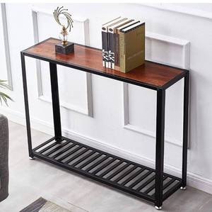 lot 283 image: loglus Sofa TableConsole Table with Metal Shelf for Living Room (Dark Brown, Inner Board)