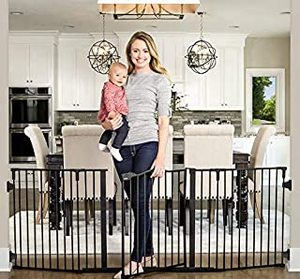lot 301 image: Regalo Deluxe Home Accents Widespan Safety Gate, 74.5 W x 28 H, Includes 4 Wall Mounts , Black (B07BFJ3VWM)