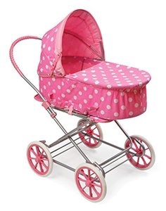 lot 309 image: Badger Basket 3-in-1 Doll Pram, Carrier, and Stroller (fits American Girl Dolls), PinkDots