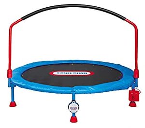 lot 318 image: Little Tikes 4.5 ft Lights n Music Trampoline for Kids with LED Lights, Bluetooth, Foldable Trampoline with Safety Handle, Indoor Outdoor- Toy Gifts for Toddlers Boys Girls Ages 3 4 5 6 Year Old (B08W1PVF76)