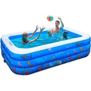 lot 328 image: Inflatable Swimming Pools, FUNAVO Inflatable Pool for kids, Kiddie, Toddler, Adults, 100 X 71 X 22 Family Full-Sized Swimming Pool, Lounge Pool for Outdoor, Backyard, Garden, Indoor, Lounge