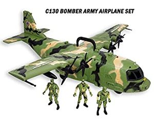 lot 332 image: Giant C130 Bomber Army Airplane Toy for Kids - Air Force Combat Military Fighter Toy Airplane with Lights and Sounds and Mini Soldiers Army for Boys Gift
