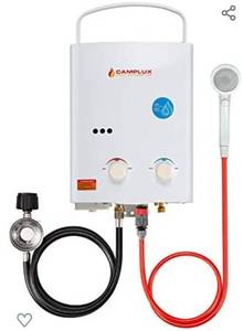 lot 334 image: CAMPLUX ENJOY OUTDOOR LIFE 5L 1.32 GPM Outdoor Portable Propane Tankless Water Heater, White, (AY132)