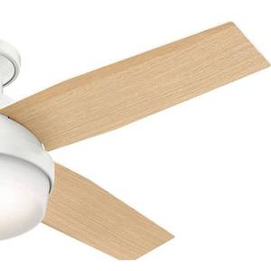 lot 100 image: Hunter Fan Dempsey Low Profile Indoor Ceiling Fan with LED Light and Remote Control, Metal, Fresh White, 44 Inch (B01CDG06N4)
