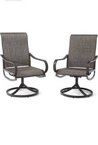 lot 34190 image: PHI VILLA Patio Swivel Dining Chairs,Set of 2