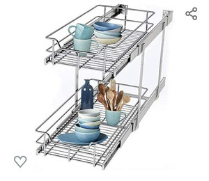 lot 48691 image: DinDon 2 Tier Wire Basket Pull Out Organizer Shelf