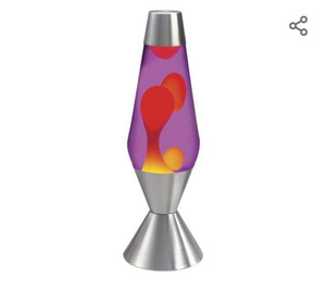 lot 48696 image: Lava the Original 16.3-Inch Silver Base Lamp with Yellow Wax in Purple Liquid