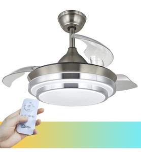 lot 48706 image: The Bella Depot 36-in Modern Ceiling Fan, Retractable Ceiling Fan with Lights Remote Control