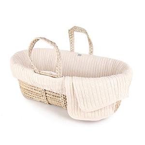 lot 48762 image: Tadpoles Cable Knit Moses Basket and Bedding Set, Natural