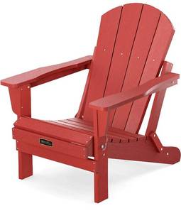 lot 48771 image: SERWALL Folding Adirondack Chair, Red