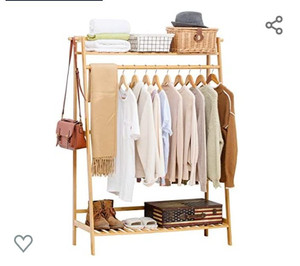 lot 48798 image: Lensang Bamboo Garment Coat Clothes Hanging Heavy Duty Rack