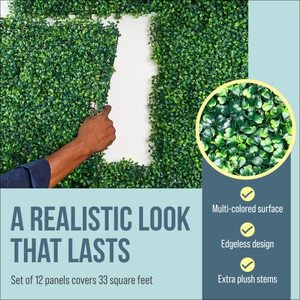 lot 48806 image: Creative Space Artificial Boxwood Wall Panels,12 Pcs,