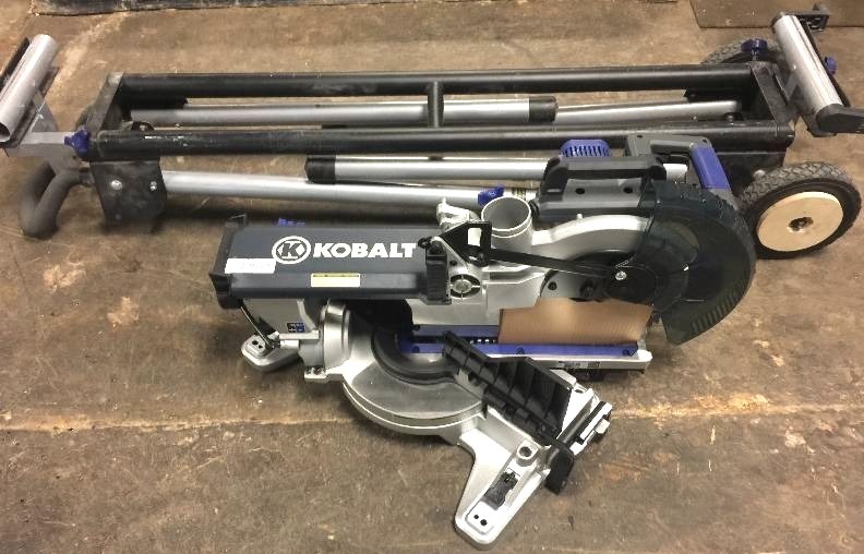 lot 7045 image: KOBALT STEEL SLIDING COMPOUND MITER SAW PLUS Kobalt Steel Adjustable Miter Saw Stand