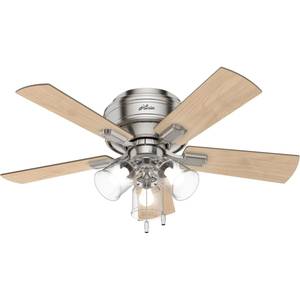 lot 75453 image: Hunter Crestfield 3-Light 42 Indoor Ceiling Fan in Brushed Nickel