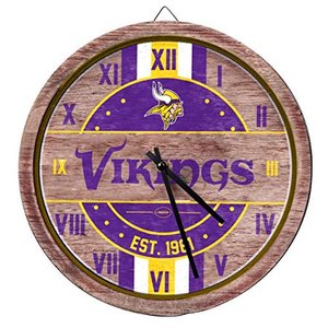 lot 75509 image: FOCO Minnesota Vikings NFL Barrel Wall Clock