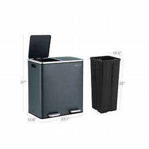 lot 75425 image: Songmics Trash Can with 2 Sections