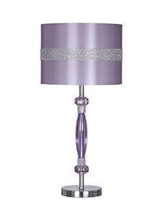 lot 14395 image: Signature Design by Ashley Nyssa Glam 24 Youth Single Table Lamp with Siler and Rhinestone Accents, Purple